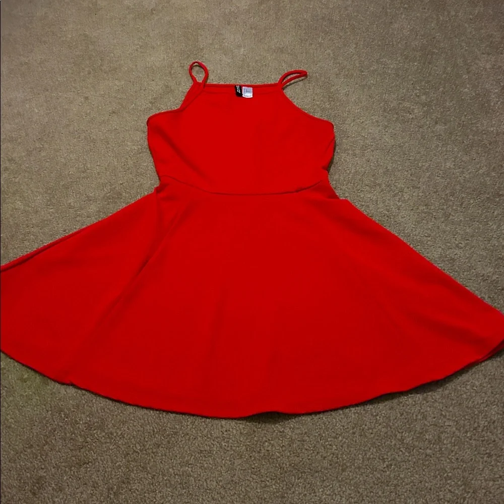 Divided H&M Red Textured Knit Flare Mini Dress size 10 - Picture 7 of 13